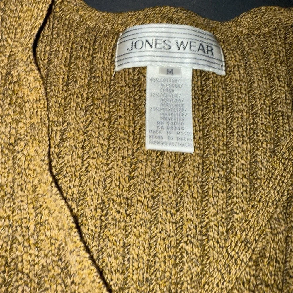 Jones Wear V Neck Pullover Sweater Ribbed Brown/black Size M‎ Stretchy Fitted